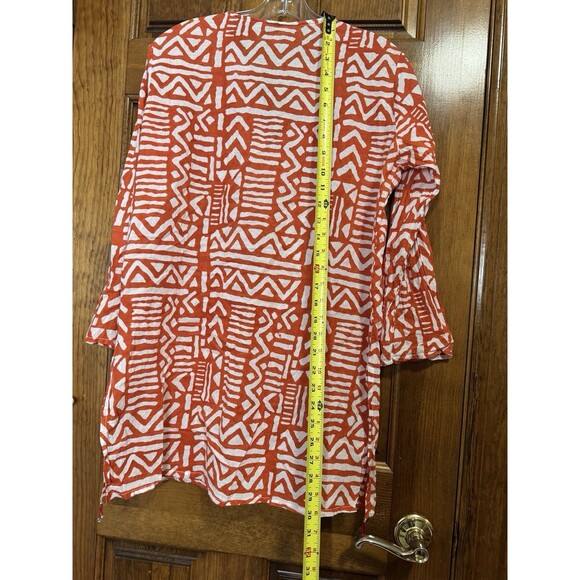 ROBERTA ROLLER RABBIT Lightweight V-Neck Pullover Tunic Shirt Orange Size Medium - Picture 5 of 10